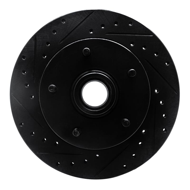 R1 94-99 Dodge Ram 1500 Pickup Front Left Drilled & Slotted Black Brake Rotor
