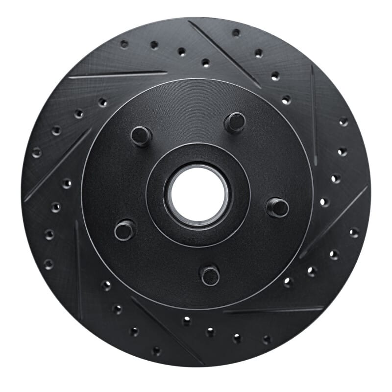 R1 87-90 Dodge Dakota RWD Front Right Drilled & Slotted Black Brake Rotor - 633-40065R