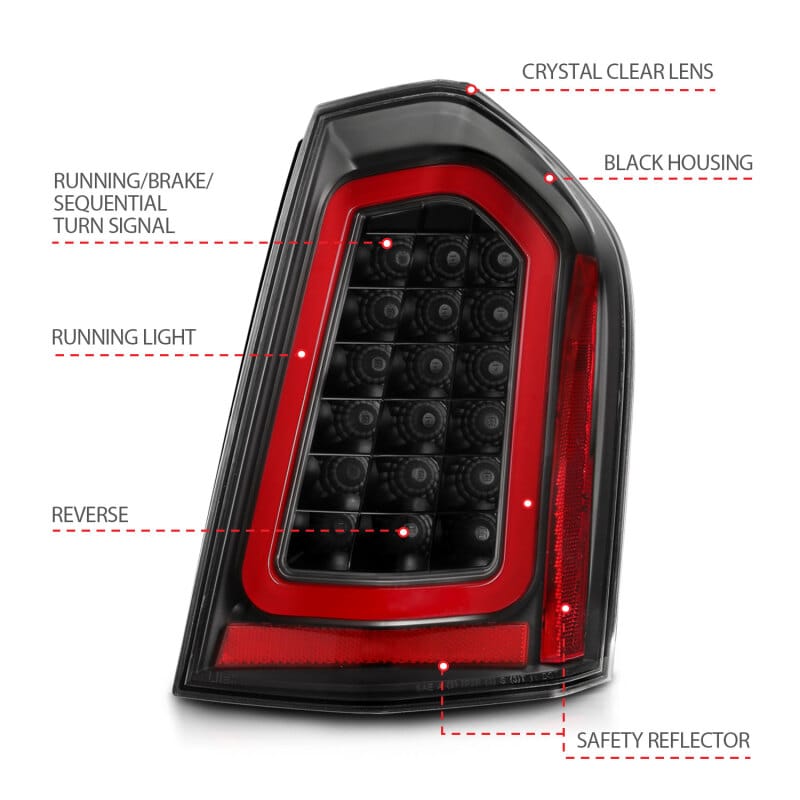 ANZO 11-14 Chrysler 300 LED Taillights Black w/ Sequential thumbnail 5