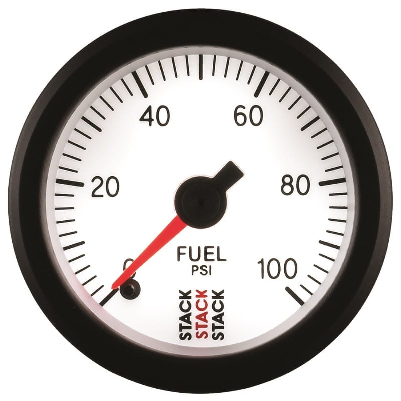 Autometer Stack 52mm 0-100 PSI 1/8in NPTF Male Pro Stepper Motor Fuel Pressure Gauge - White thumbnail 4