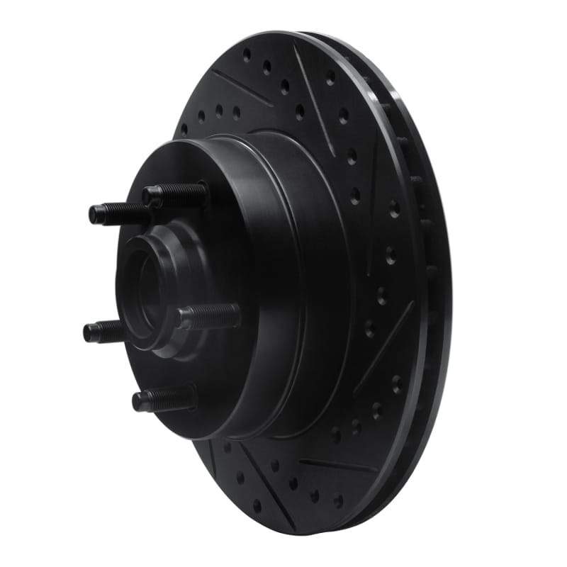 R1 86-92 Jeep Cherokee Front Right Drilled & Slotted Black Brake Rotor thumbnail 2