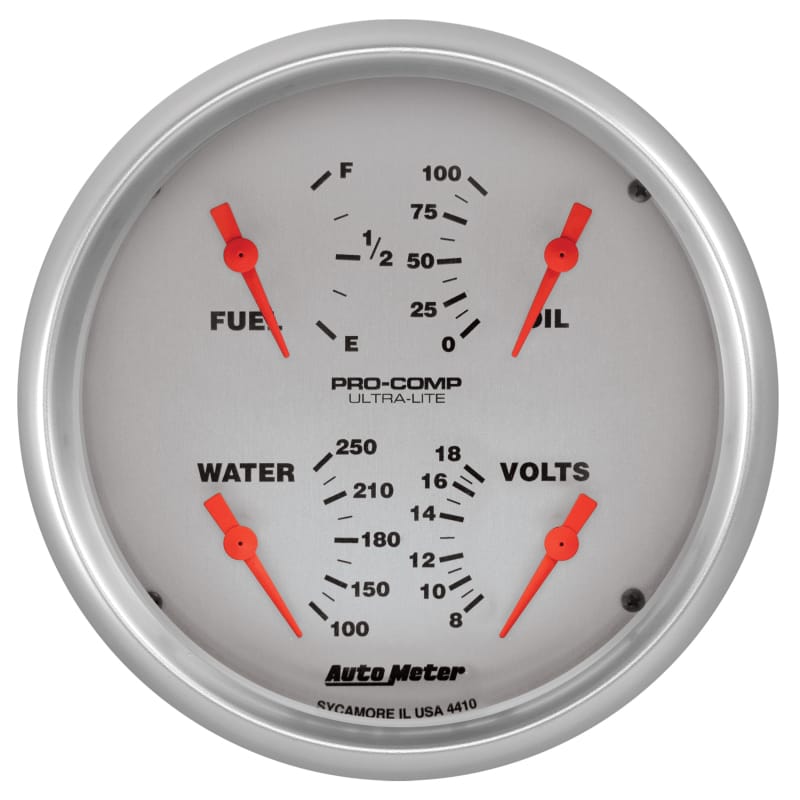 Autometer Ultra-Lite Quad Gauge 5in. 240Ohm (E) - 33Ohm (F) Electric