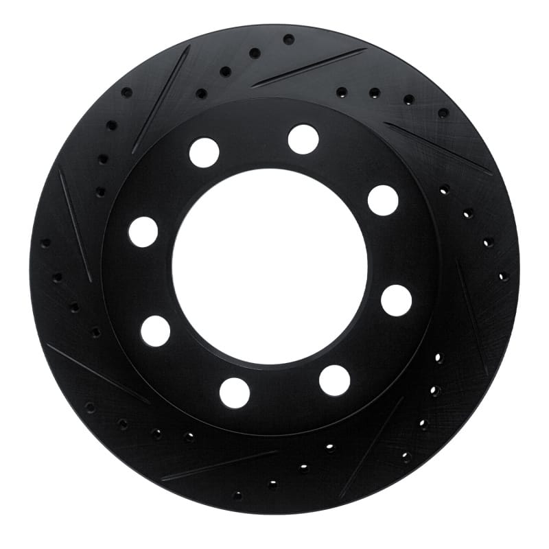 R1 89-93 Dodge D250 Front Left Drilled & Slotted Black Brake Rotor