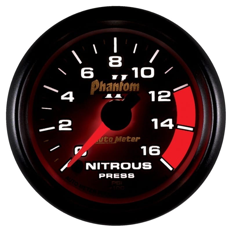 Autometer Phantom II 2-1/16in 0-1600 PSI Electrical Nitrous Pressure Gauge thumbnail 2