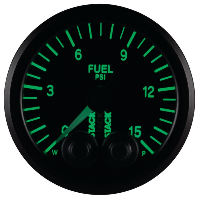 Autometer Stack 52mm 0-15 PSI 1/8in NPTF Male Pro-Control Fuel Pressure Gauge - Black thumbnail 5
