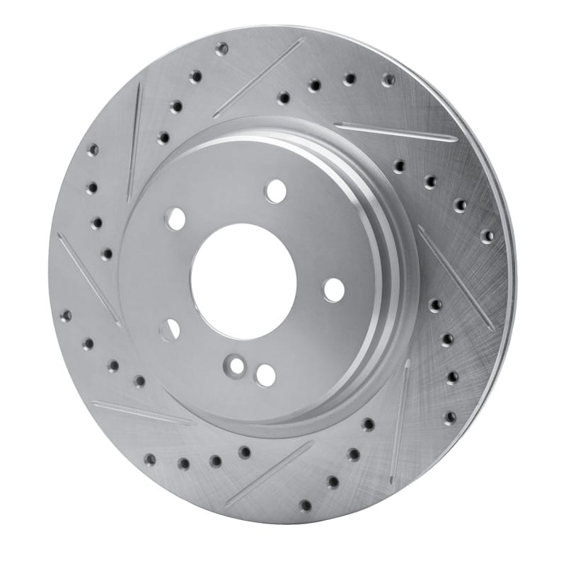 R1 98-09 Chrysler Crossfire Rear Left Drilled & Slotted Silver Brake Rotor thumbnail 2