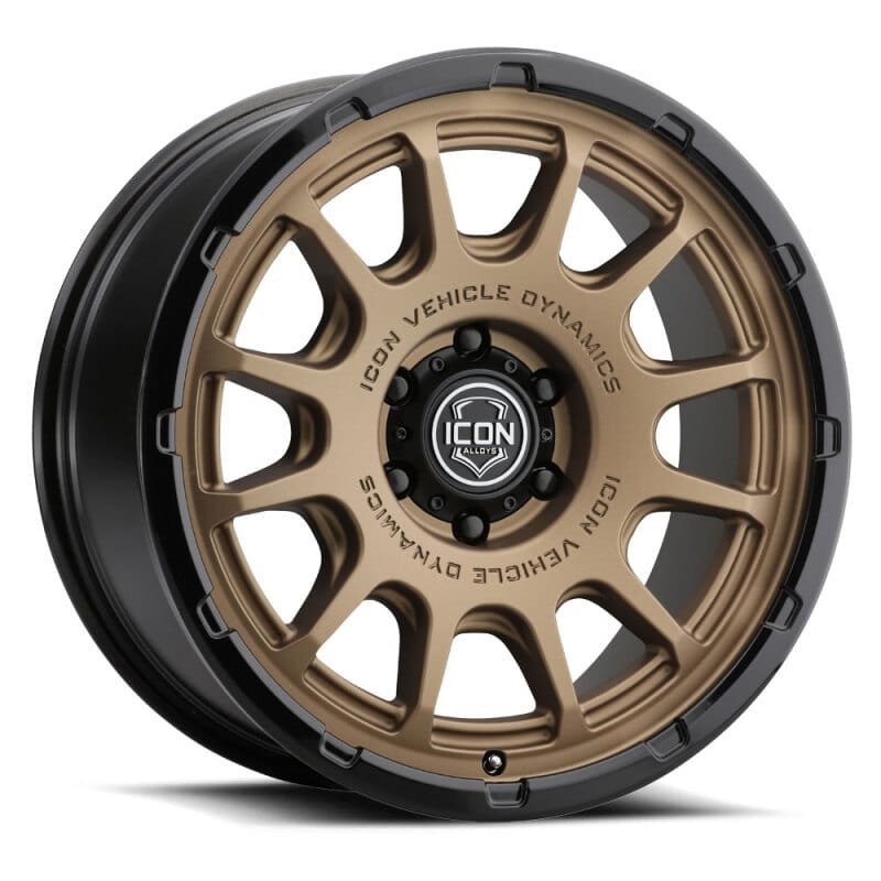 ICON Alloys Rancho 20x9 / 6x5.5 / 0mm / 5in BS Satin Bronze w/ Gloss Black Lip Wheel