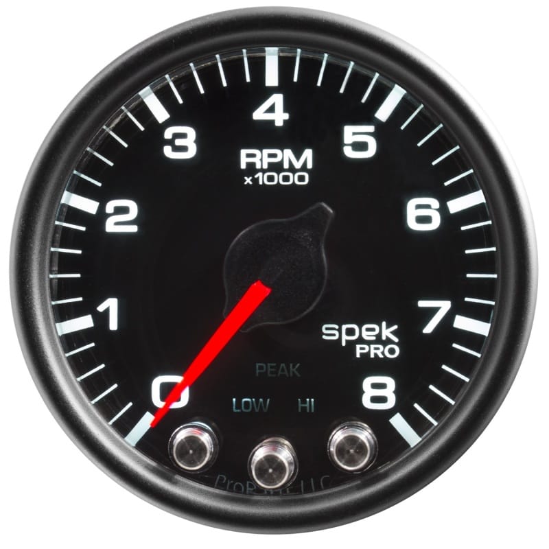Autometer Spek-Pro Gauge Tach 2 1/16in 8K Rpm W/ Shift Light & Peak Mem Blk/Blk thumbnail 3