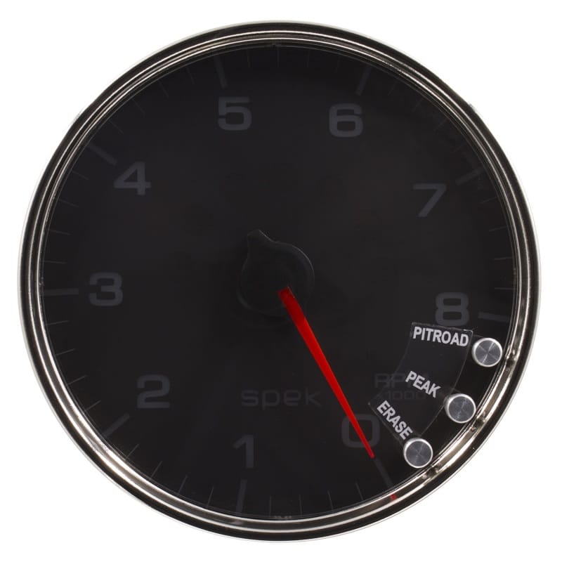 Autometer Spek-Pro Gauge Tachometer 5in 8K Rpm W/Shift Light & Peak Mem Black/Chrome - P23831 thumbnail 2