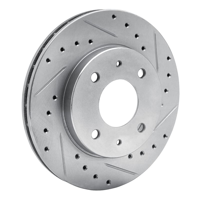 R1 85-91 Dodge 2000 GTX Front Right Drilled & Slotted Silver Brake Rotor thumbnail 2
