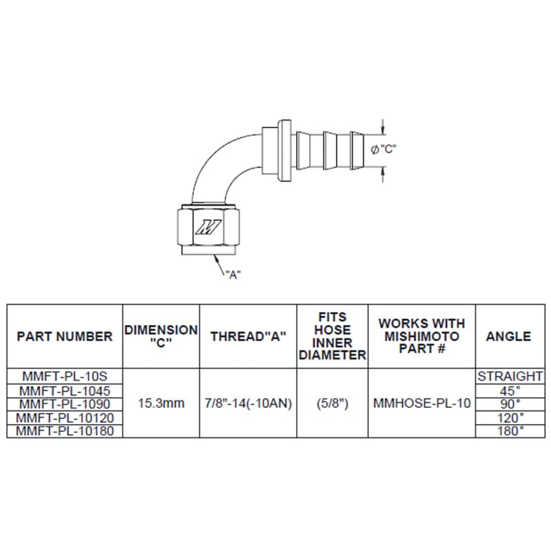 Mishimoto 90 Degree Push Lock Fitting - 10AN