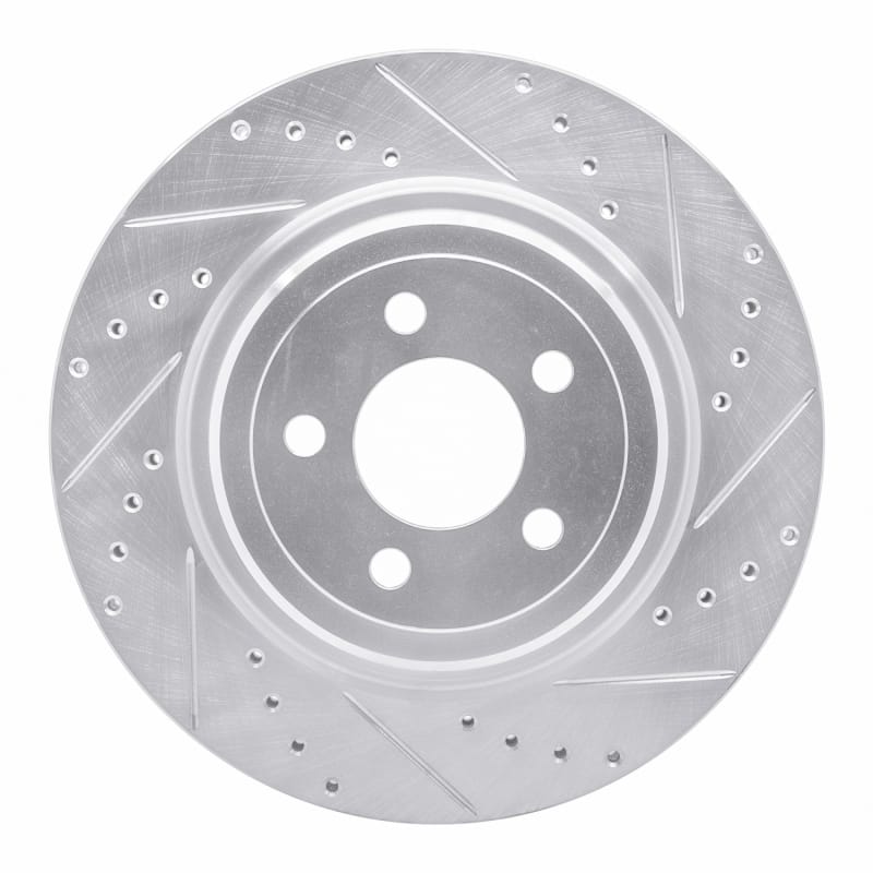 R1 06-23 Dodge Magnum Rear Right Drilled & Slotted Silver Brake Rotor