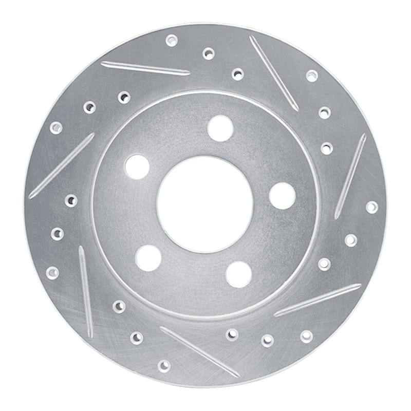 R1 85-89 Dodge ARIES Front Right Drilled & Slotted Silver Brake Rotor