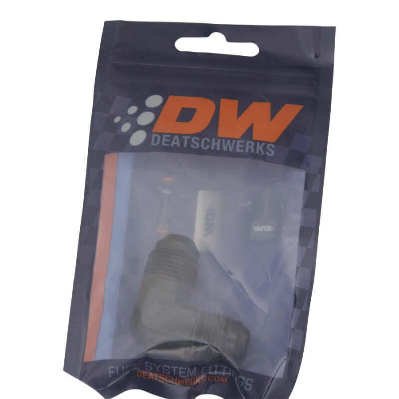 DeatschWerks 8AN Male Flare to 8AN Male Flare 90-Degree Fitting - Anodized Matte Black thumbnail 2