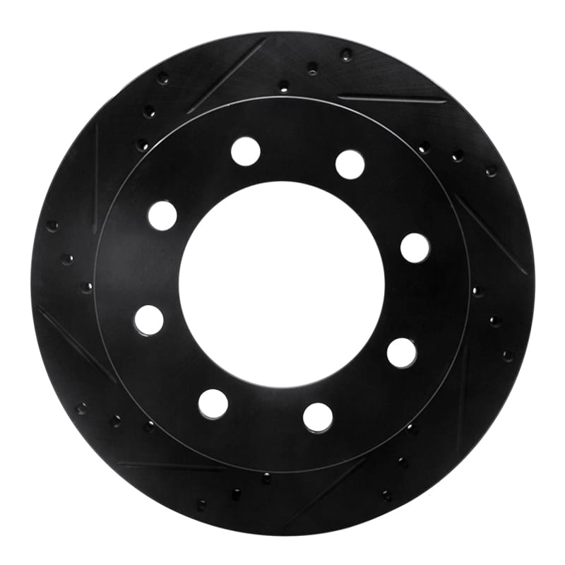 R1 00-02 Dodge Ram 3500 Front Left Drilled & Slotted Black Brake Rotor