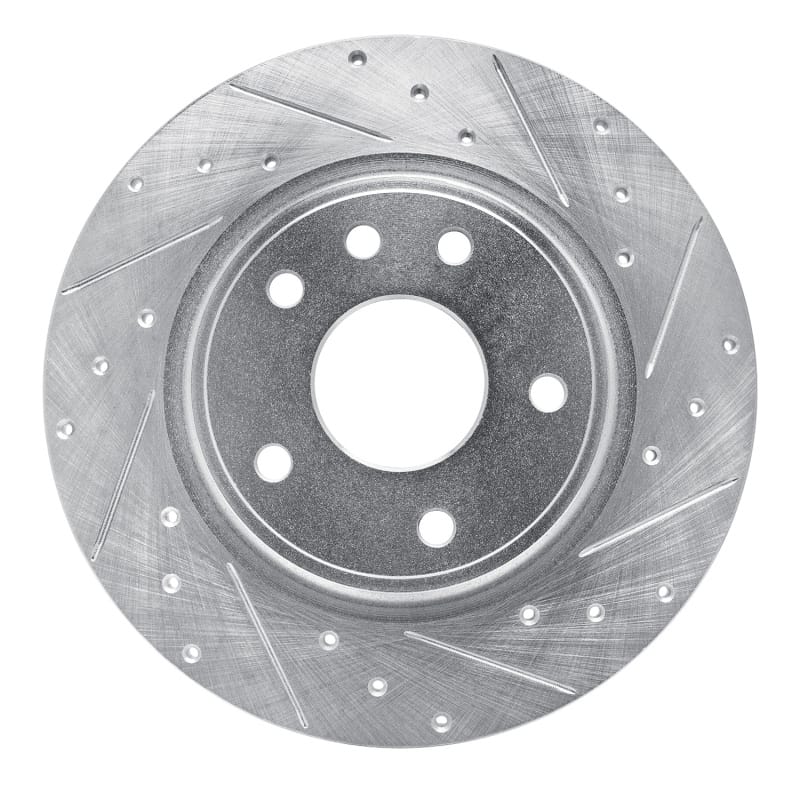 R1 17-25 Chrysler Voyager Rear Right Drilled & Slotted Silver Brake Rotor
