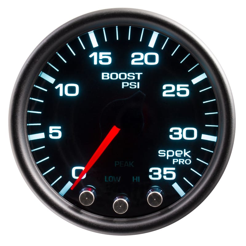 Autometer Spek-Pro Gauge Boost 2 1/16in 35psi Stepper Motor W/Peak & Warn Blacksmoke//Black thumbnail 4