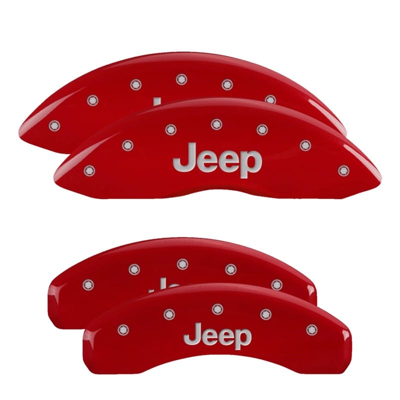 MGP 4 Caliper Covers Engraved Front & Rear JEEP Red finish silver ch - 42002SJEPRD