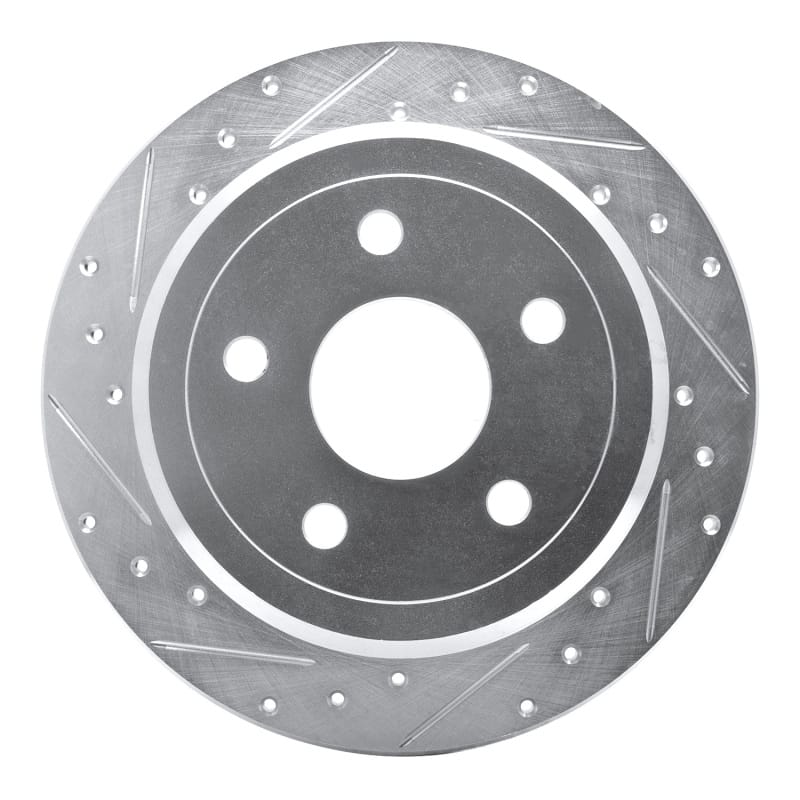 R1 07-18 Jeep Wrangler Rear Left Drilled & Slotted Silver Brake Rotor