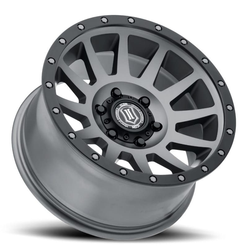 ICON Compression 18x9 6x5.5 0mm Offset 5in BS Titanium Wheel thumbnail 3