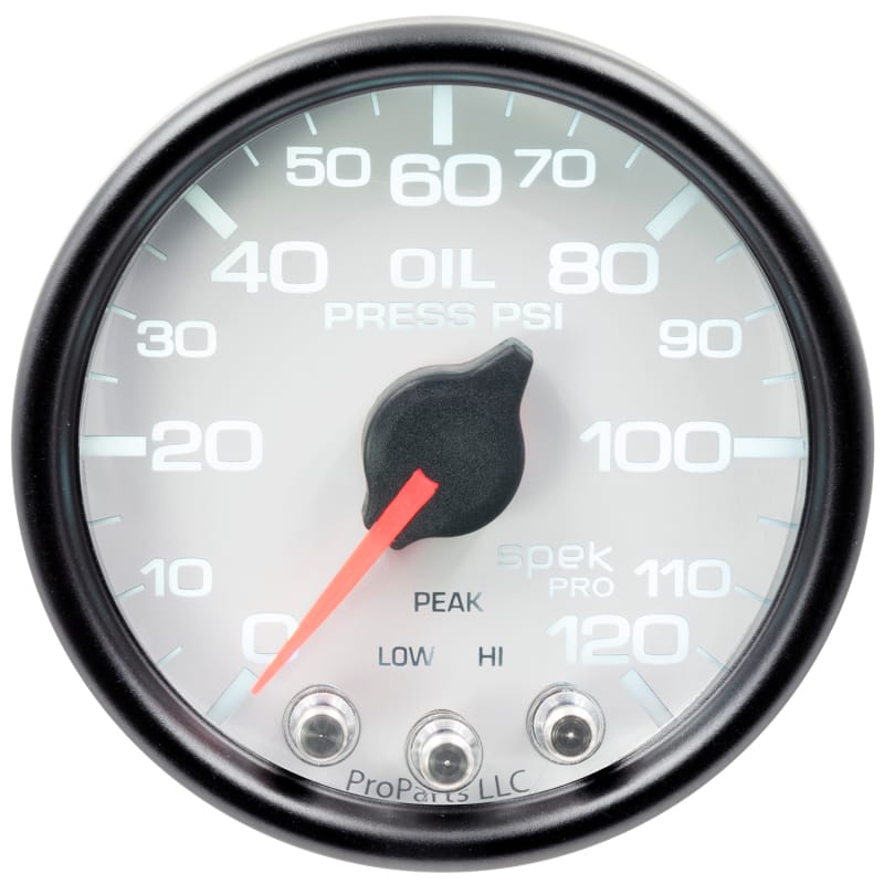 Autometer Spek-Pro Gauge Oil Press 2 1/16in 120psi Stepper Motor W/Peak & Warn Wht/Blk - P32512 thumbnail 3
