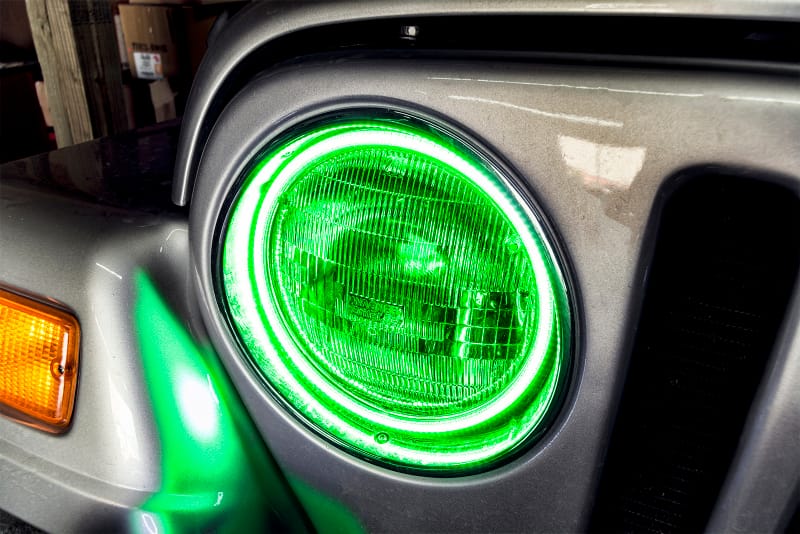 Oracle 97-06 Jeep Wrangler TJ Surface Mount LED Headlight Halo Kit - Green thumbnail 3