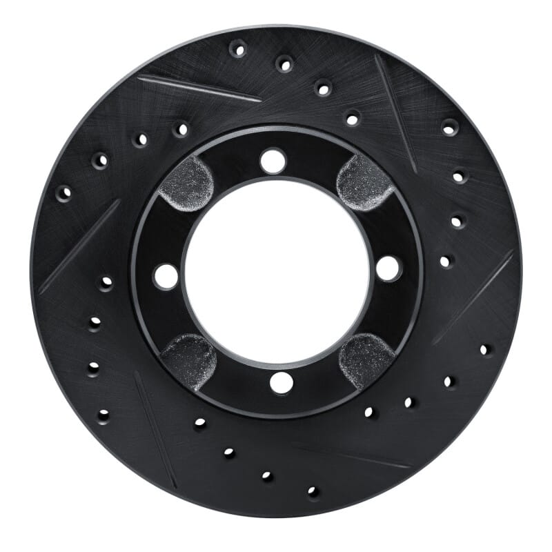 R1 91-92 Dodge COLT Front Right Drilled & Slotted Black Brake Rotor - 633-72013R