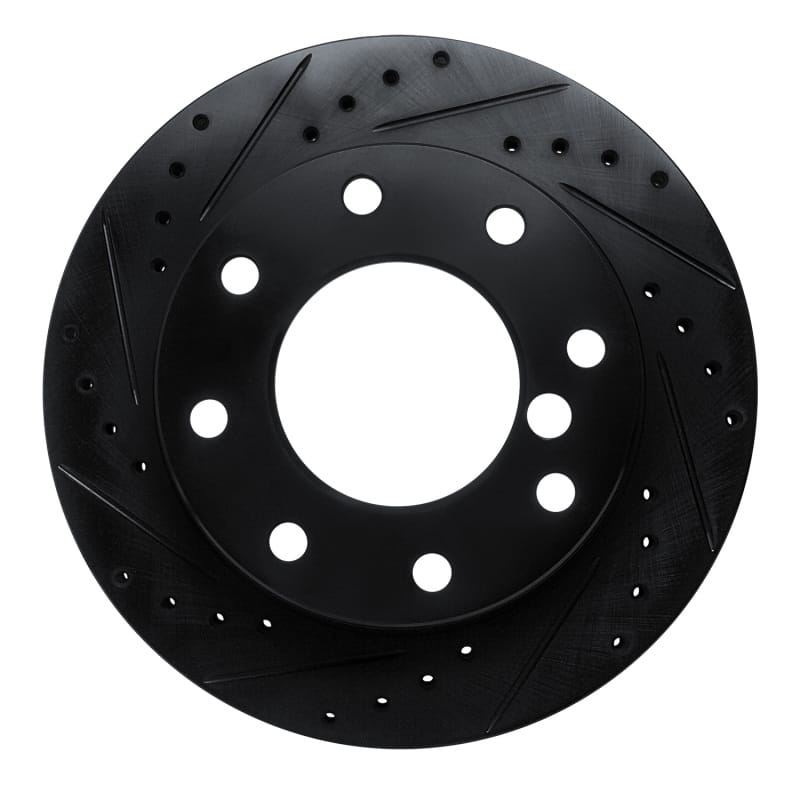 R1 75-79 Dodge W200 Front Left Drilled & Slotted Black Brake Rotor