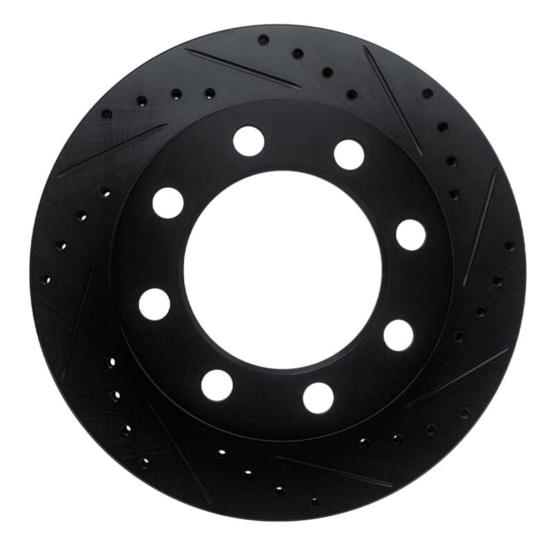 R1 89-93 Dodge D250 Front Right Drilled & Slotted Black Brake Rotor