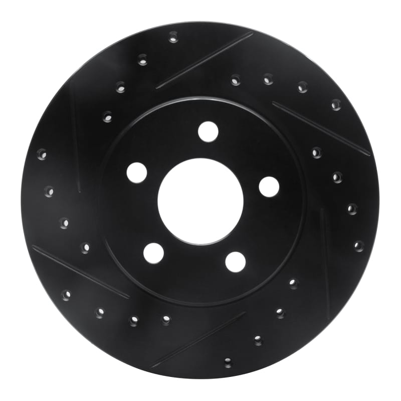 R1 95-00 Chrysler CIRRUS Front Left Drilled & Slotted Black Brake Rotor