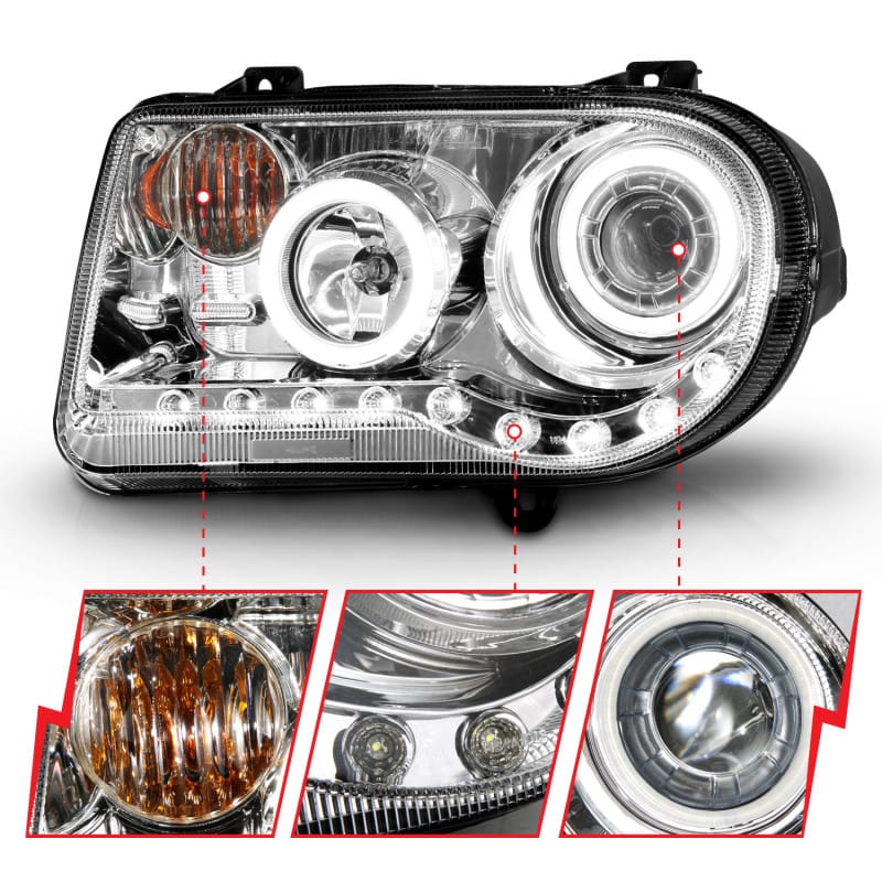 ANZO 2005-2010 Chrysler 300C Projector Headlights w/ Halo Chrome (CCFL) G2 thumbnail 5