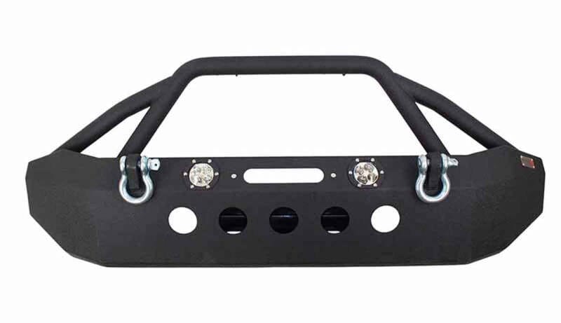 Fishbone Offroad 07-18 Jeep Wrangler Front Winch Bumper W/LEDs Full Width - Blk Textured Powdercoat