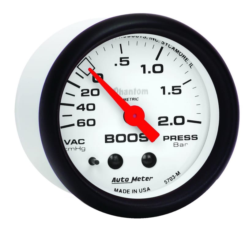 Autometer Phantom 2-1/16in 60CM/HG - 2.0 Bar - Mechanical Gauge thumbnail 2