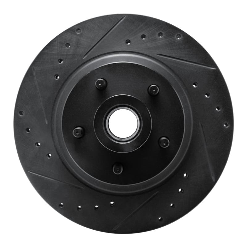 R1 69-73 Chrysler Newport Front Left Drilled & Slotted Black Brake Rotor