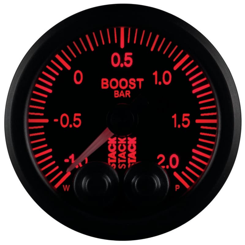 Autometer Stack 52mm -1 to +2 Bar (Incl T-Fitting) Pro-Control Boost Pressure Gauge - Black thumbnail 8