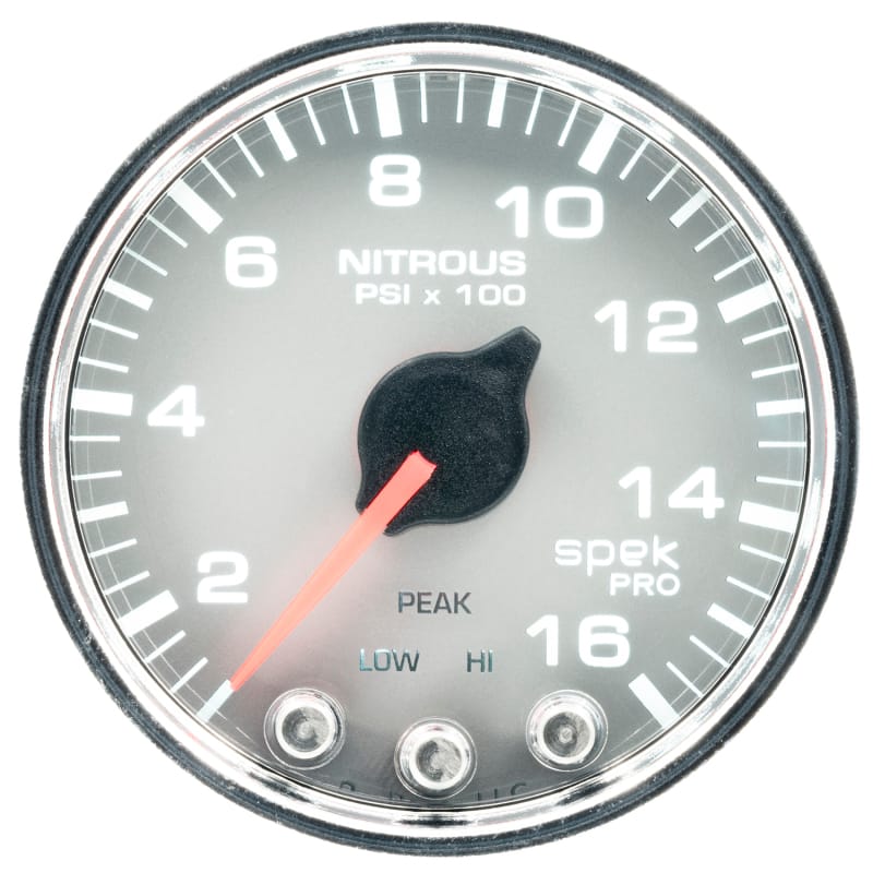 Autometer Spek-Pro Gauge Nitrous Press 2 1/16in 1600psi Stepper Motor W/Peak & Warn Slvr/Chrm thumbnail 2