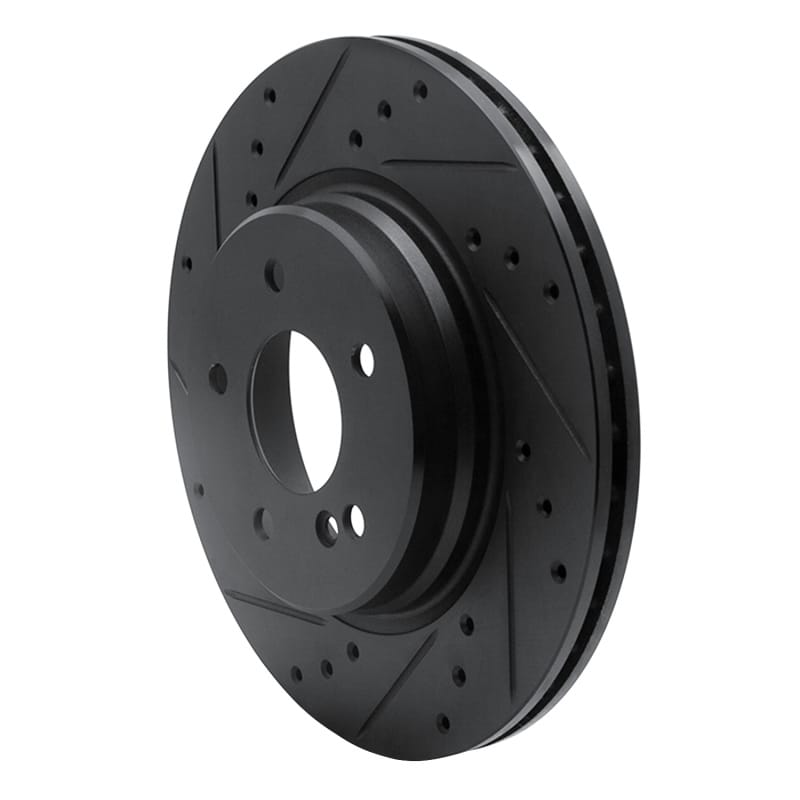 R1 98-09 Chrysler Crossfire Rear Left Drilled & Slotted Black Brake Rotor thumbnail 2
