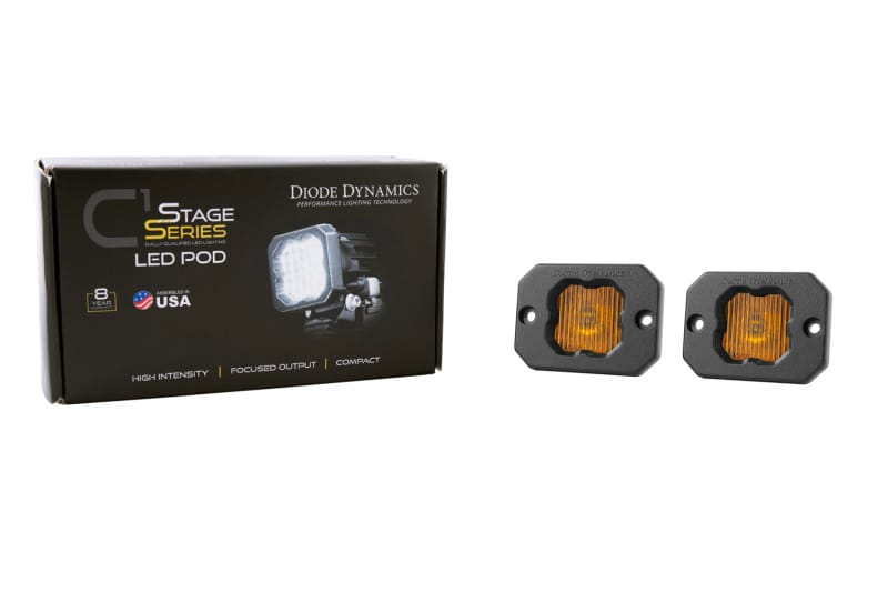 Diode Dynamics Stage Series C1 LED Pod - Yellow SAE Fog Flush ABL (Pair) thumbnail 3