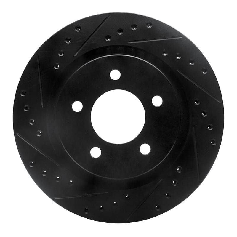 R1 99-04 Chrysler 300M Front Left Drilled & Slotted Black Brake Rotor