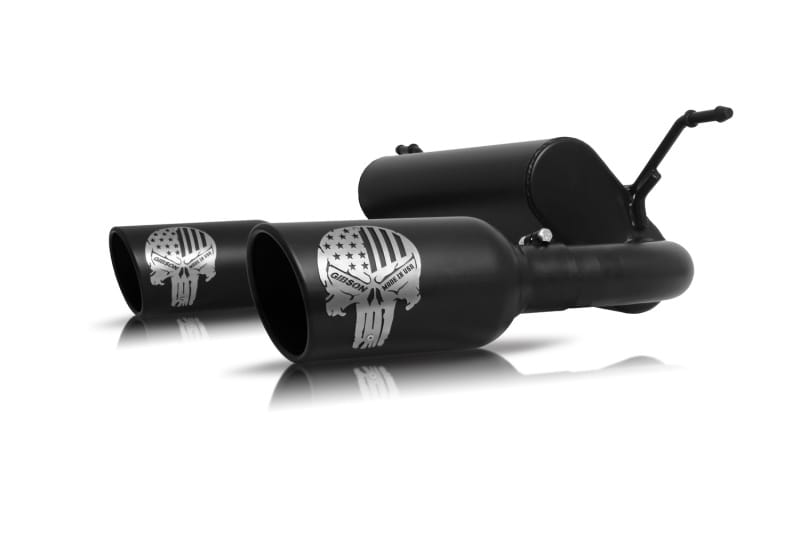 Gibson 07-17 Jeep Wrangler Sport 3.6L 2.5in Patriot Skull Series Cat-Back Dual Exhaust - Blk Ceramic - 76-0023