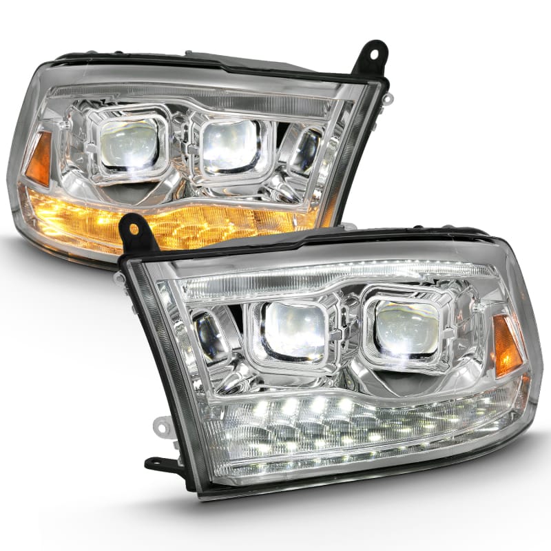 ANZO 2009-2018 Dodge Ram 1500 Led Projector Plank Style Switchback H.L Halo Chrome Amber (OE Style) thumbnail 2