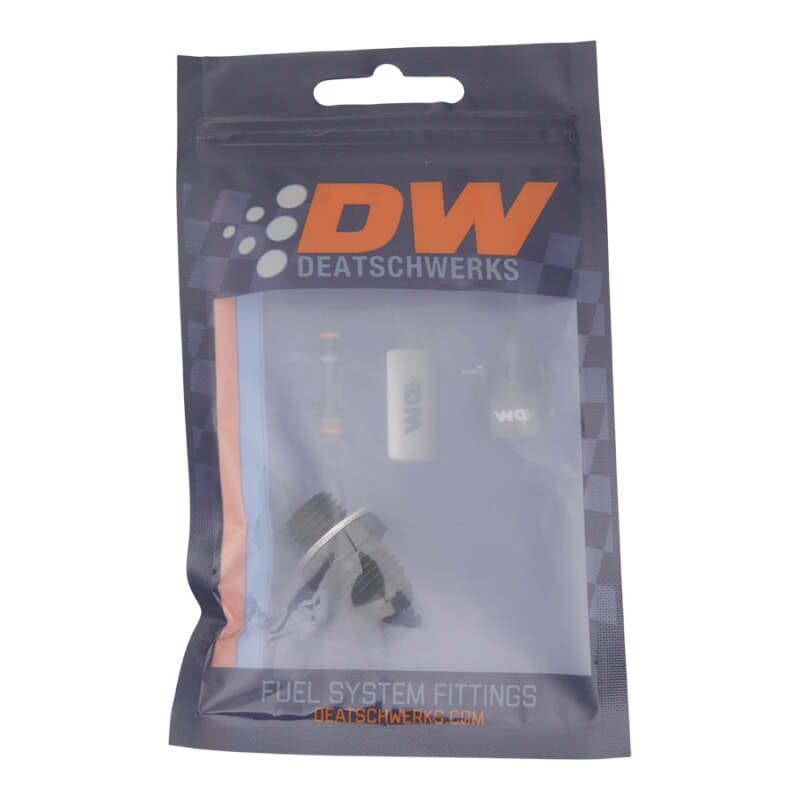 DeatschWerks 6AN Male Flare to M12 X 1.5 Male Metric Adapter (Incl Washer) - Anodized Matte Black thumbnail 2