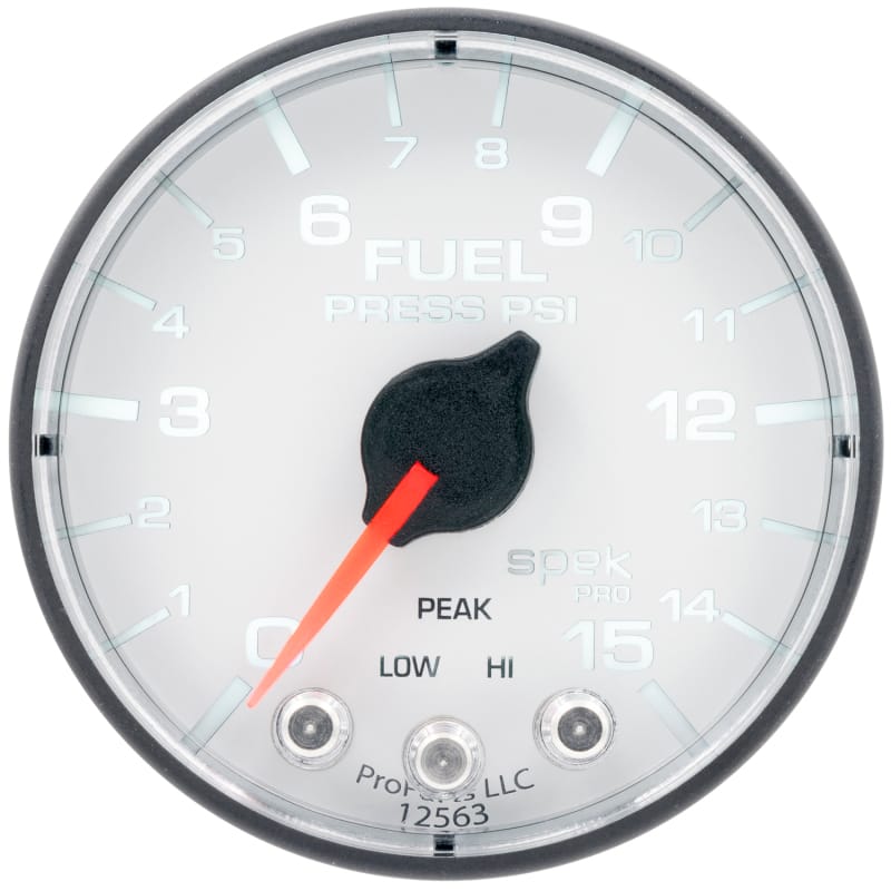 Autometer Spek-Pro Gauge Fuel Press 2 1/16in 15psi Stepper Motor W/Peak & Warn Wht/Blk - P315128 thumbnail 3