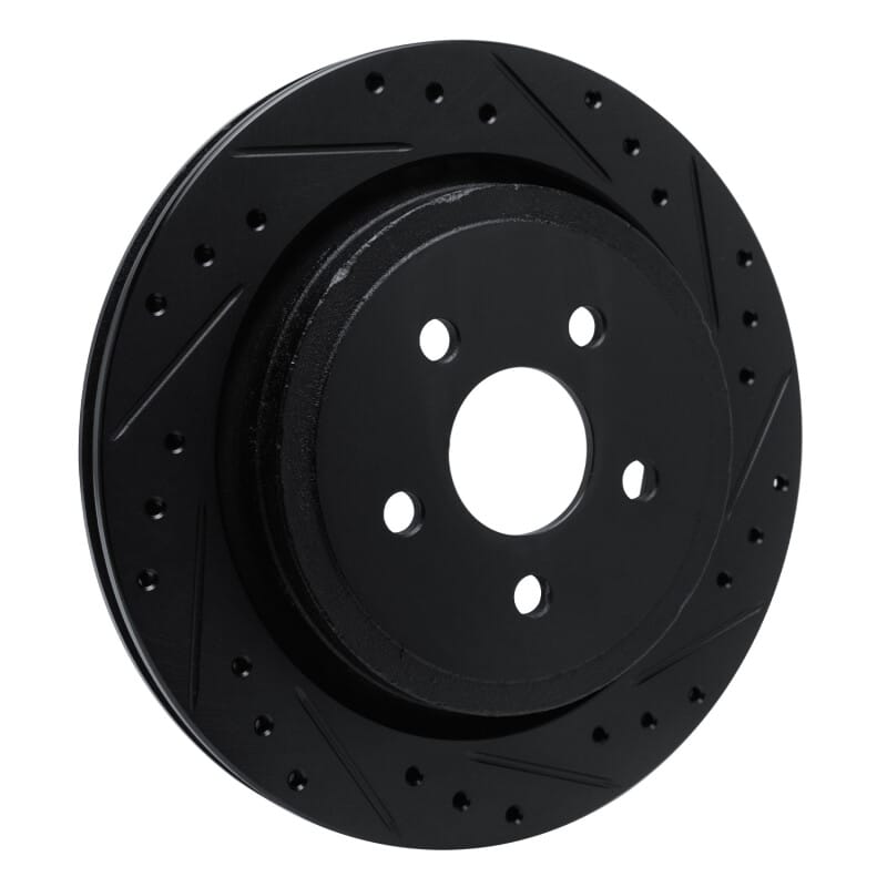 R1 89-95 Chrysler LeBaron Rear Right Drilled & Slotted Black Brake Rotor thumbnail 2