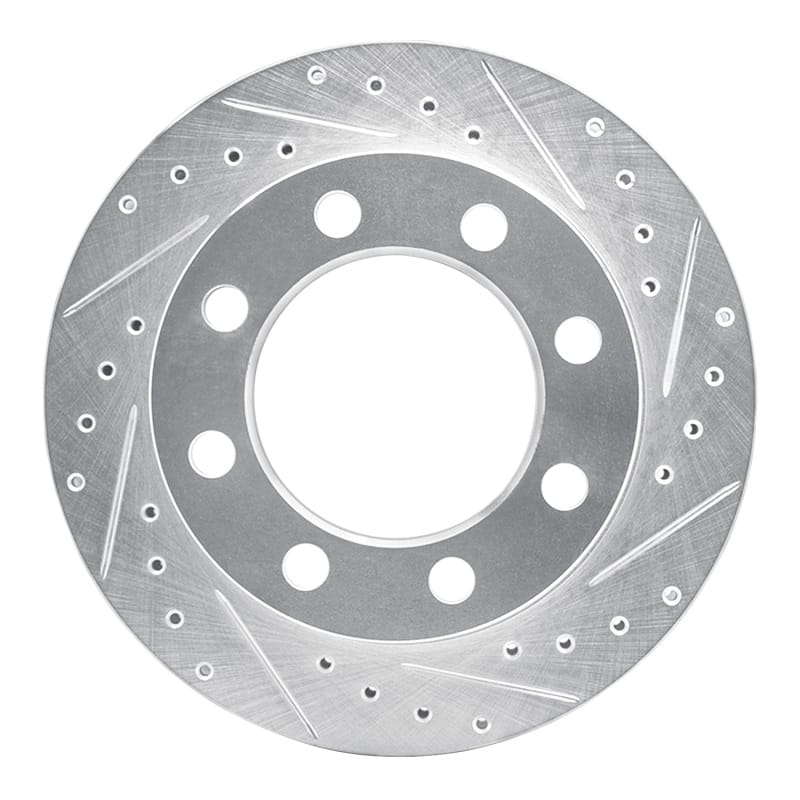 R1 89-93 Dodge W350 Front Right Drilled & Slotted Silver Brake Rotor