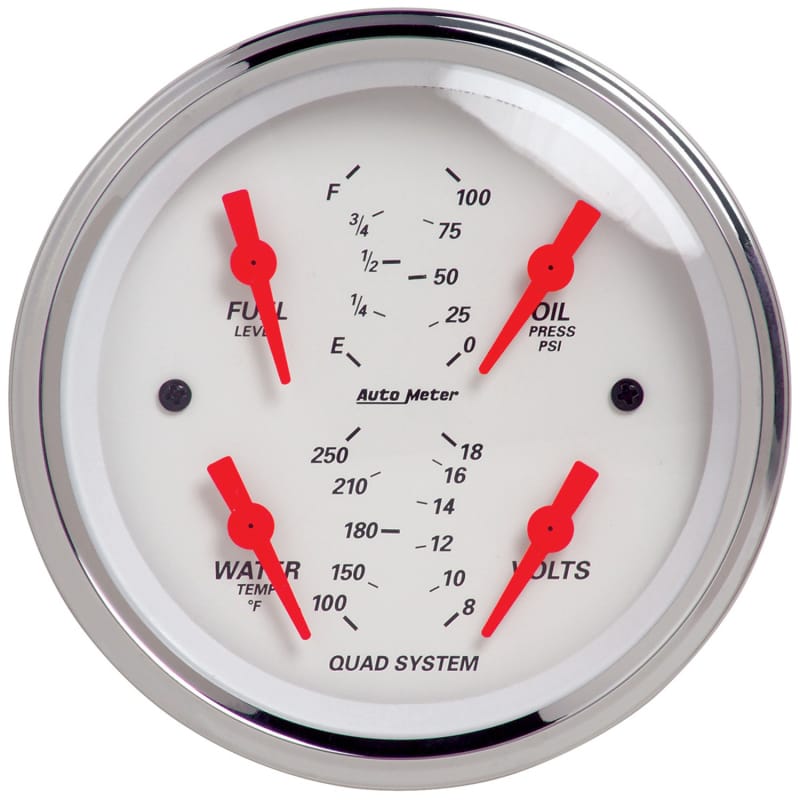 Autometer Arctic White 3-3/8 Quad Gauge and Tach/Speedo Combo thumbnail 2