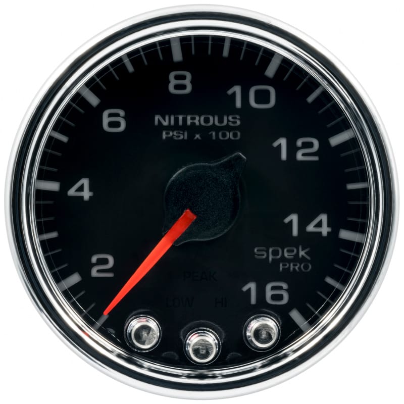 Autometer Spek-Pro Gauge Nitrous Press 2 1/16in 1600psi Stepper Motor W/Peak & Warn Blk/Chrm thumbnail 2