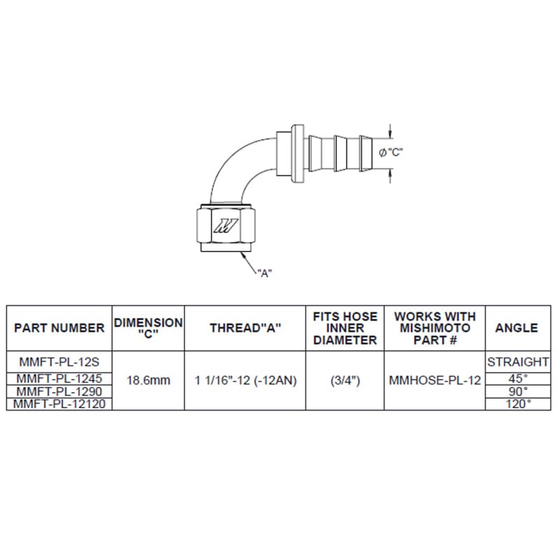 Mishimoto 45-Degree Push Lock Fitting -12AN thumbnail 2