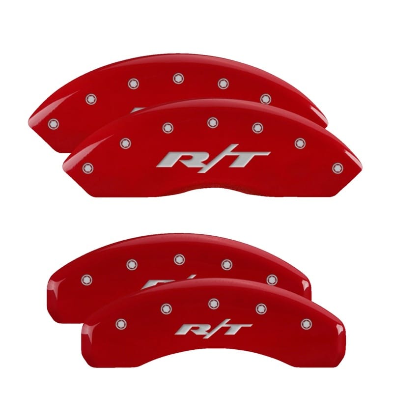 MGP 4 Caliper Covers Engraved Front & Rear RT Red finish silver ch - 12200SRT1RD