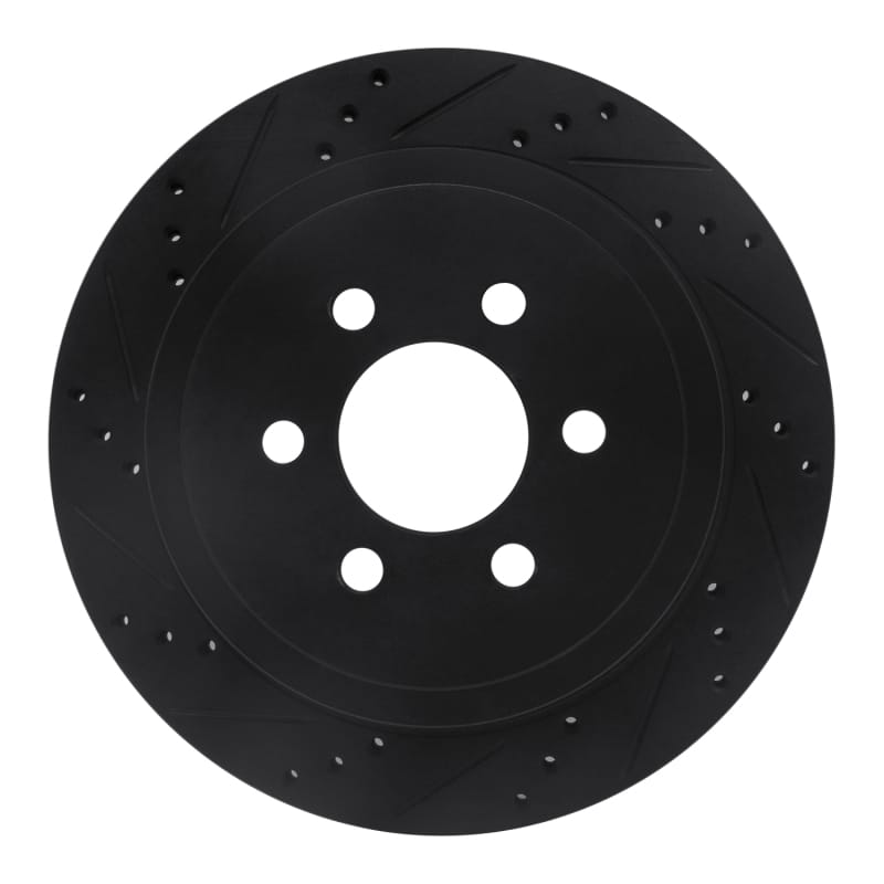 R1 03-03 Dodge Durango Rear Left Drilled & Slotted Black Brake Rotor